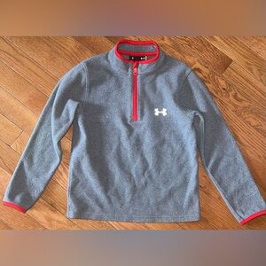 Boys under armor fleece zip up size 6 Gray & red